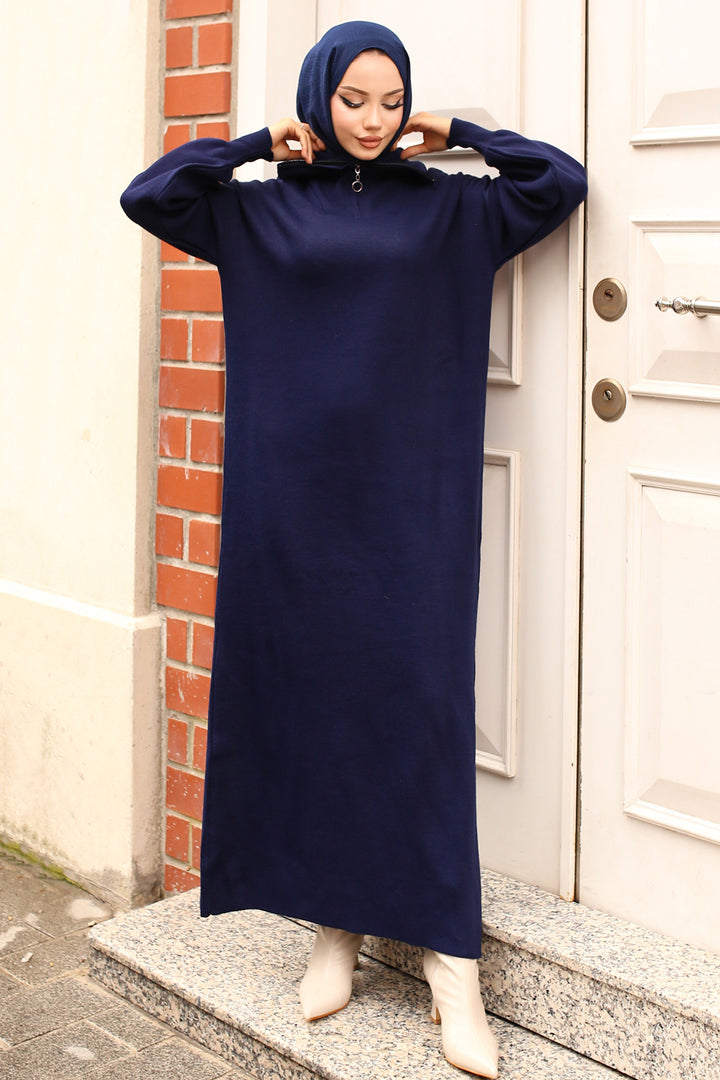 BNG Women Navy Blue Zippered Knit Dress - Medford