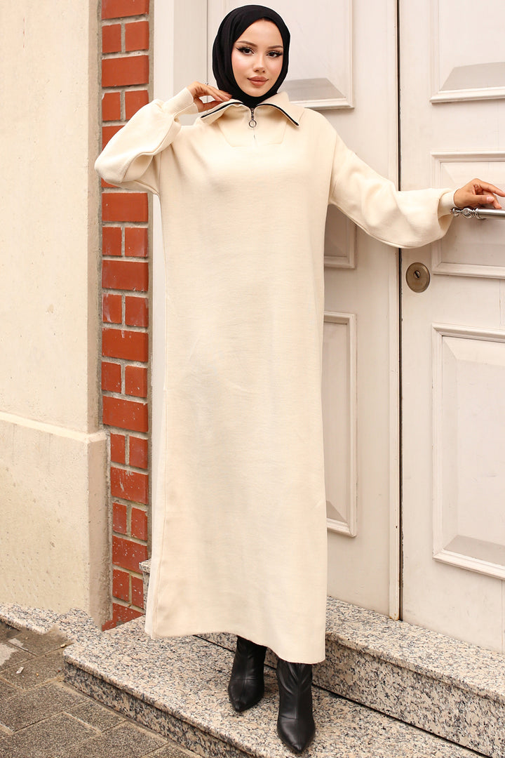 BNG Women Stone Color Zippered Knit Dress - Miami Beach