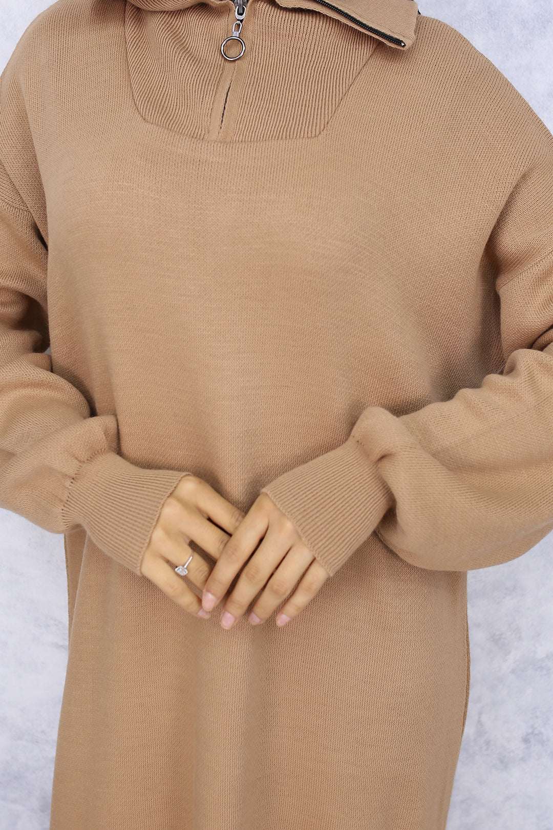 BNG Women Zippered Collar Knit Dress Mink - Swords