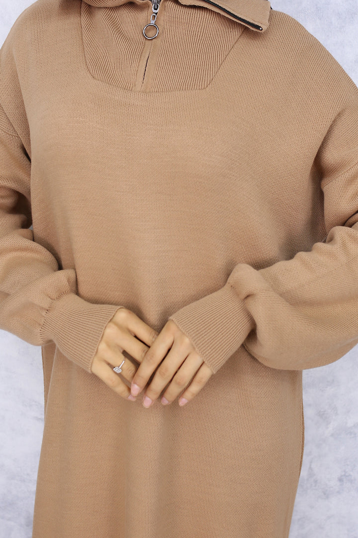 BNG Women Zippered Collar Knit Dress Mink - Swords