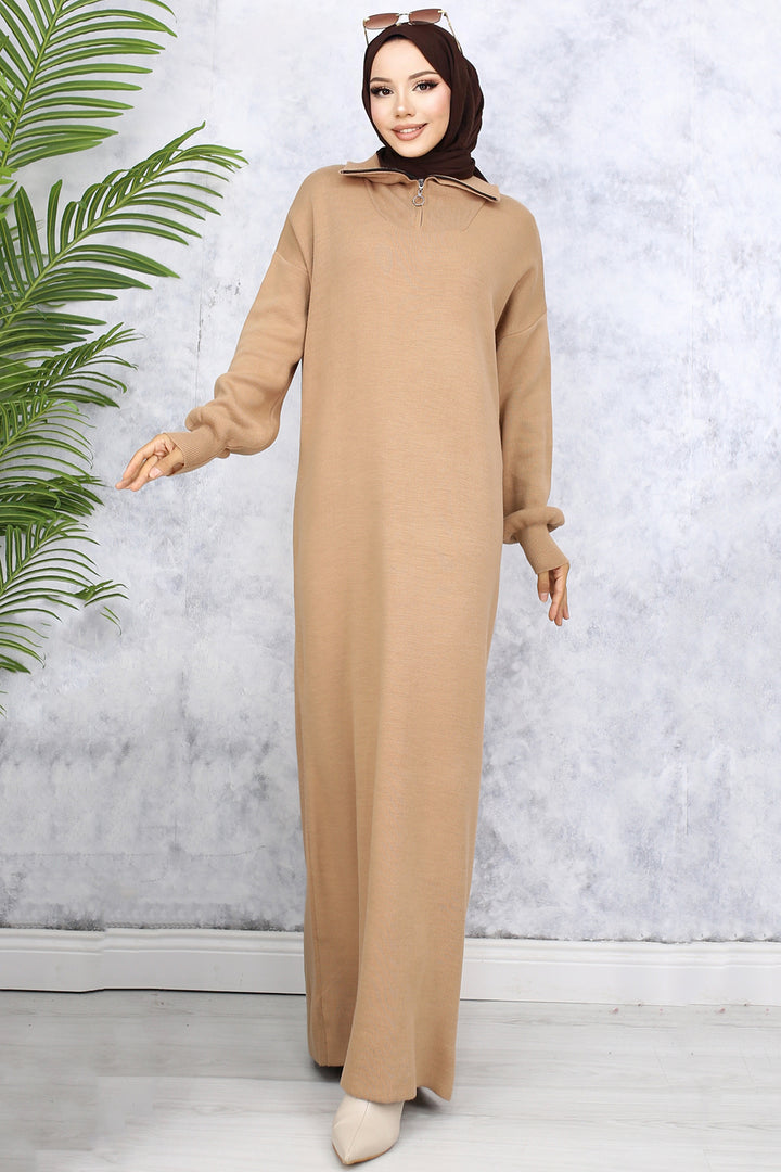 BNG Women Zippered Collar Knit Dress Mink - Swords