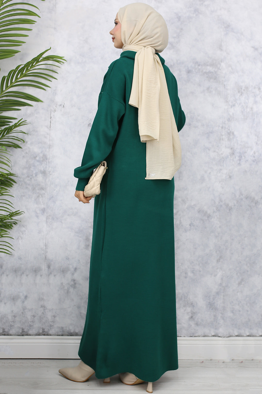 BNG Women Emerald Green Zippered Sweater Dress - Helmond