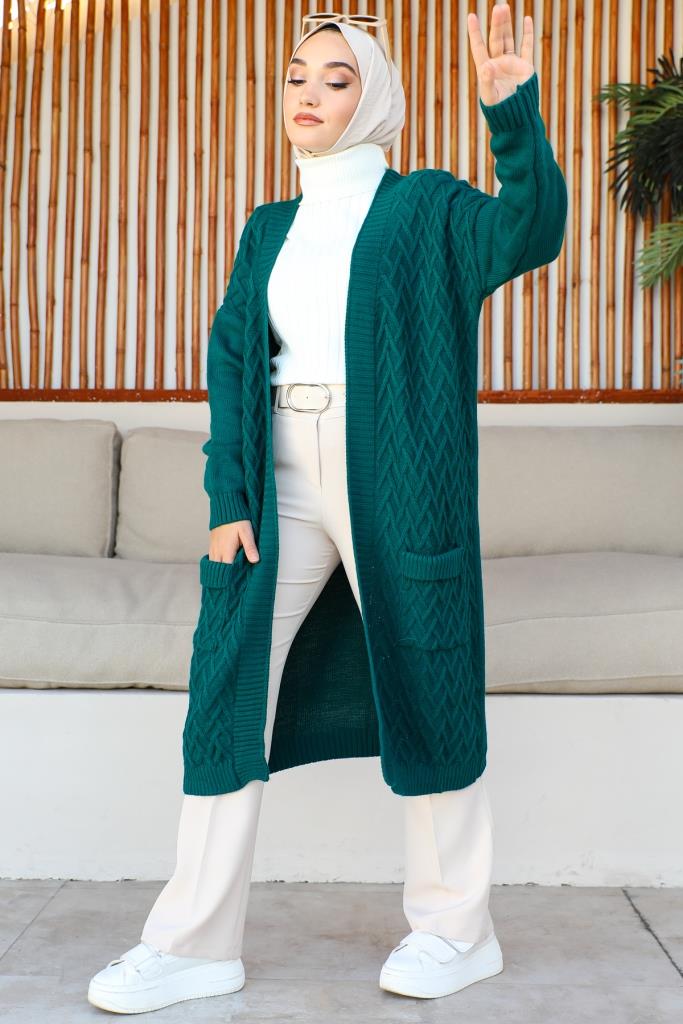 BNG Women Long Pocketed Cardigan Emerald Green - Clermont