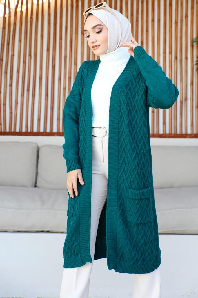 BNG Women Long Pocketed Cardigan Emerald Green - Clermont