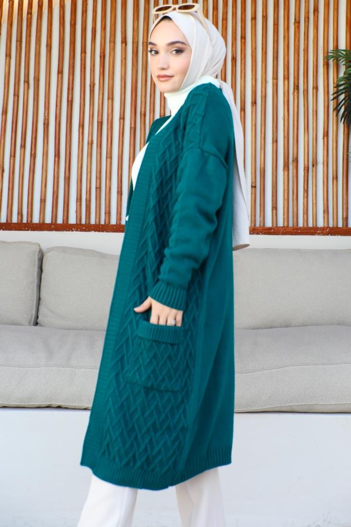 BNG Women Long Pocketed Cardigan Emerald Green - Clermont