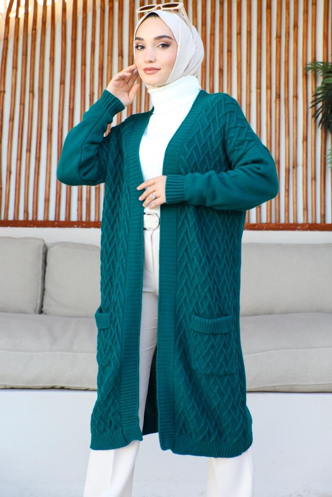BNG Women Long Pocketed Cardigan Emerald Green - Clermont