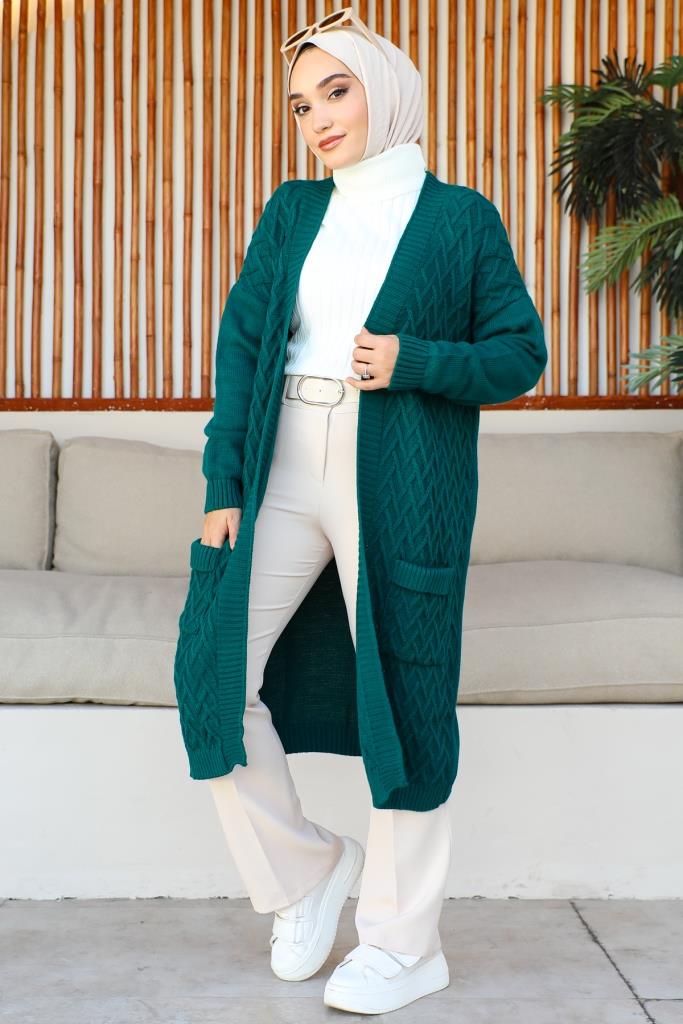 BNG Women Long Pocketed Cardigan Emerald Green - Clermont