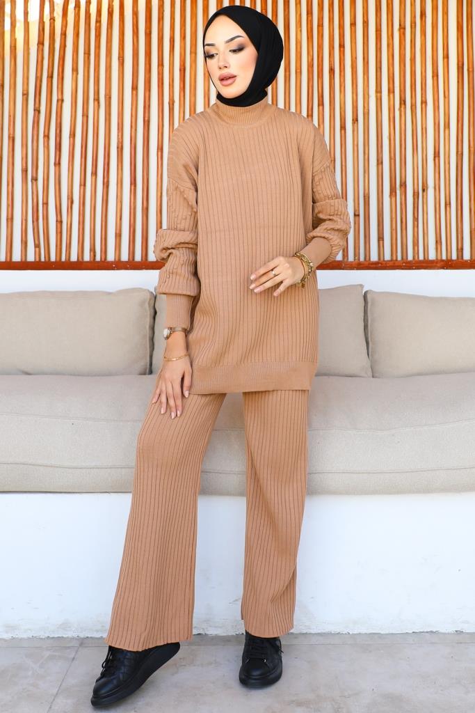 BNG Women Ribbed Knit Suit Camel - Clermont