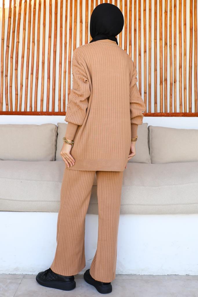 BNG Women Ribbed Knit Suit Camel - Clermont