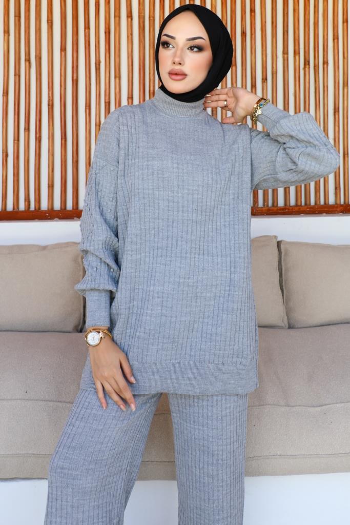 BNG بدلة نسائية مضلعة رمادية - كليرمونت