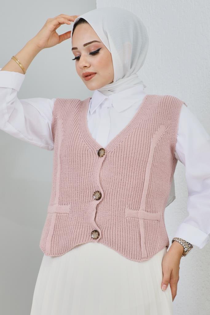 BNG سترة نسائية قصيرة بتفاصيل أزرار - كليرمونت