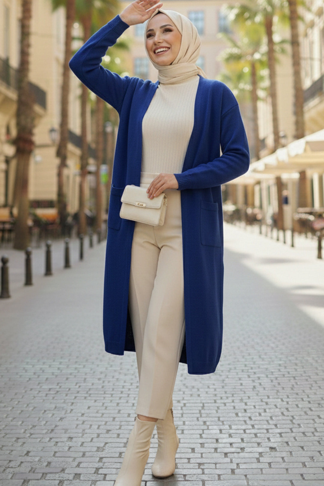 BNG Women Cepli Uzun Triko Hırka R7145 Lacivert - Völklingen