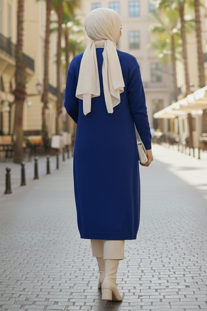 BNG Women Cepli Uzun Triko Hırka R7145 Lacivert - Völklingen