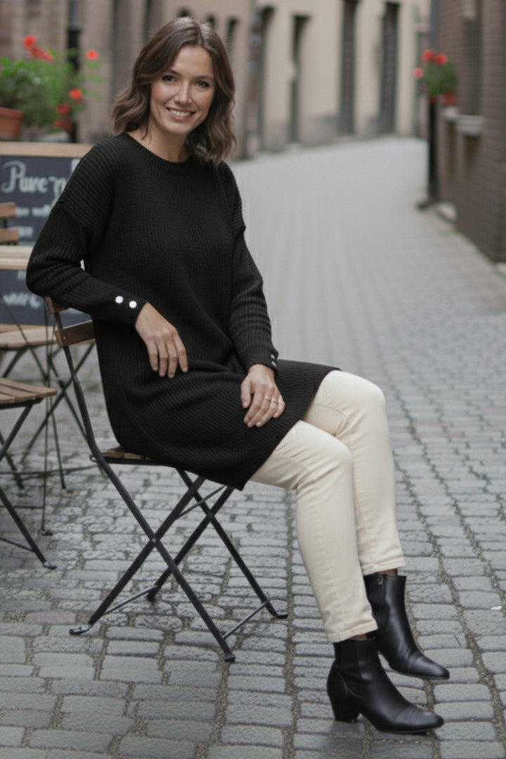 BNG Women Buttoned Sleeve Sweater R4474 Black - Torrente