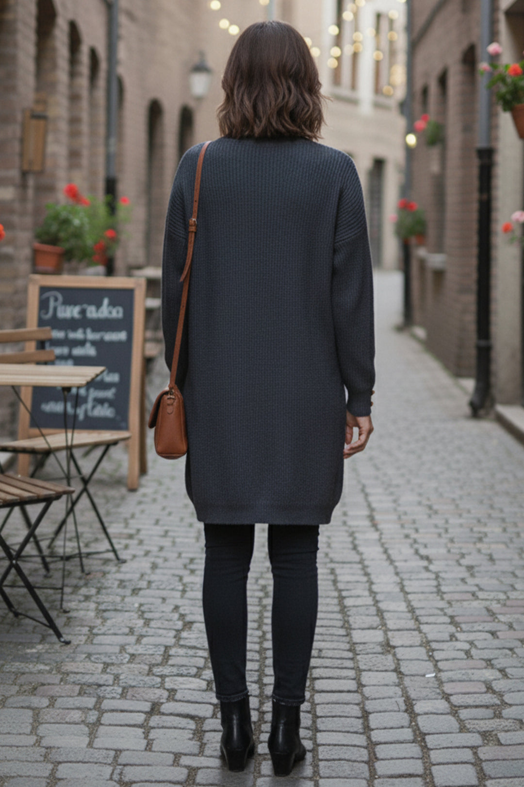 BNG Women Buttoned Sleeve Sweater R4474 Anthracite - Temascal