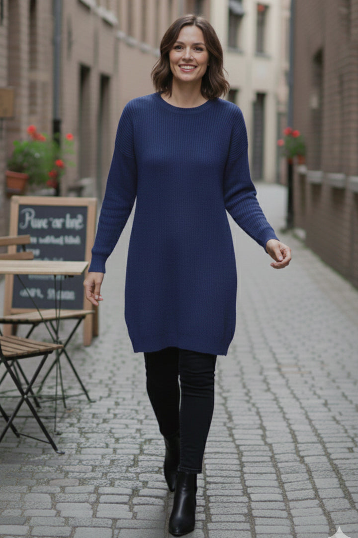 BNG Women Buttoned Sleeve Sweater R4474 Indigo - Colima