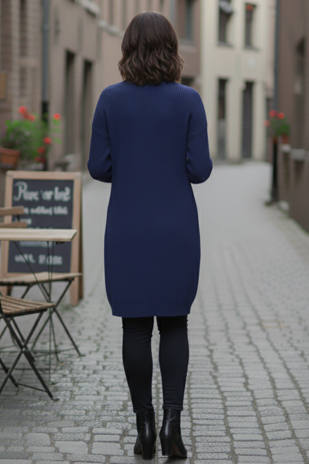 BNG Women Buttoned Sleeve Sweater R4474 Indigo - Colima