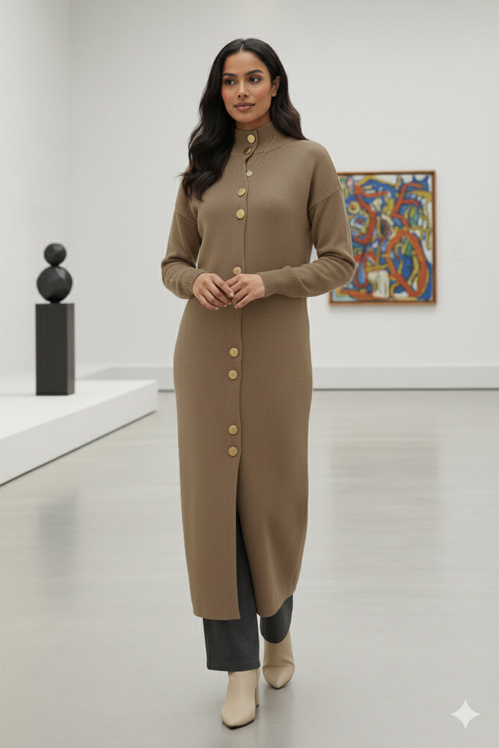 BNG Women Buttoned Long Knit Cardigan R4413 Beige - Fort Myers