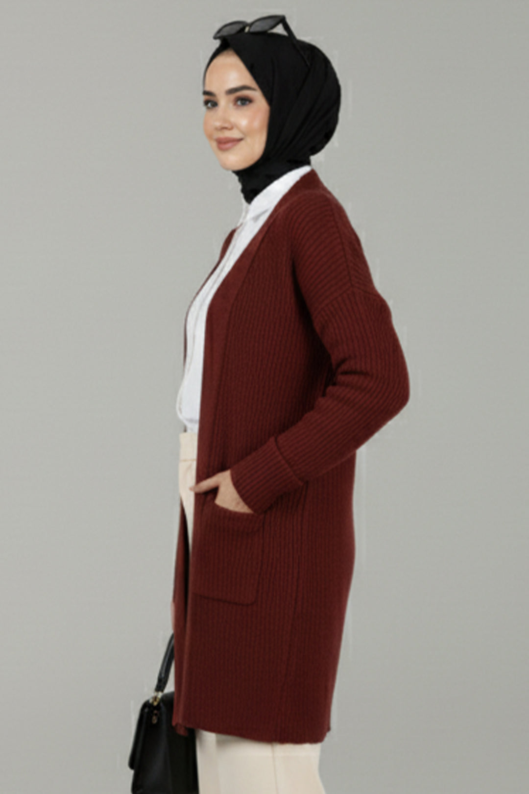 BNG Women Cepli Triko Hırka R4442 Bordo - Louisville