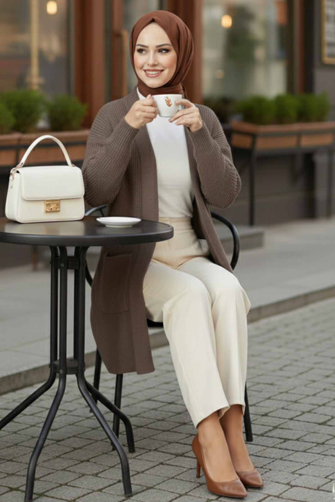 BNG Women Cepli Triko Hırka R4442 Camel - Turin