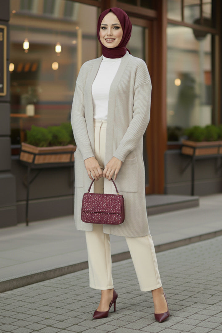 BNG Women Pocket Sweater Cardigan R4442 Ecru - Metz