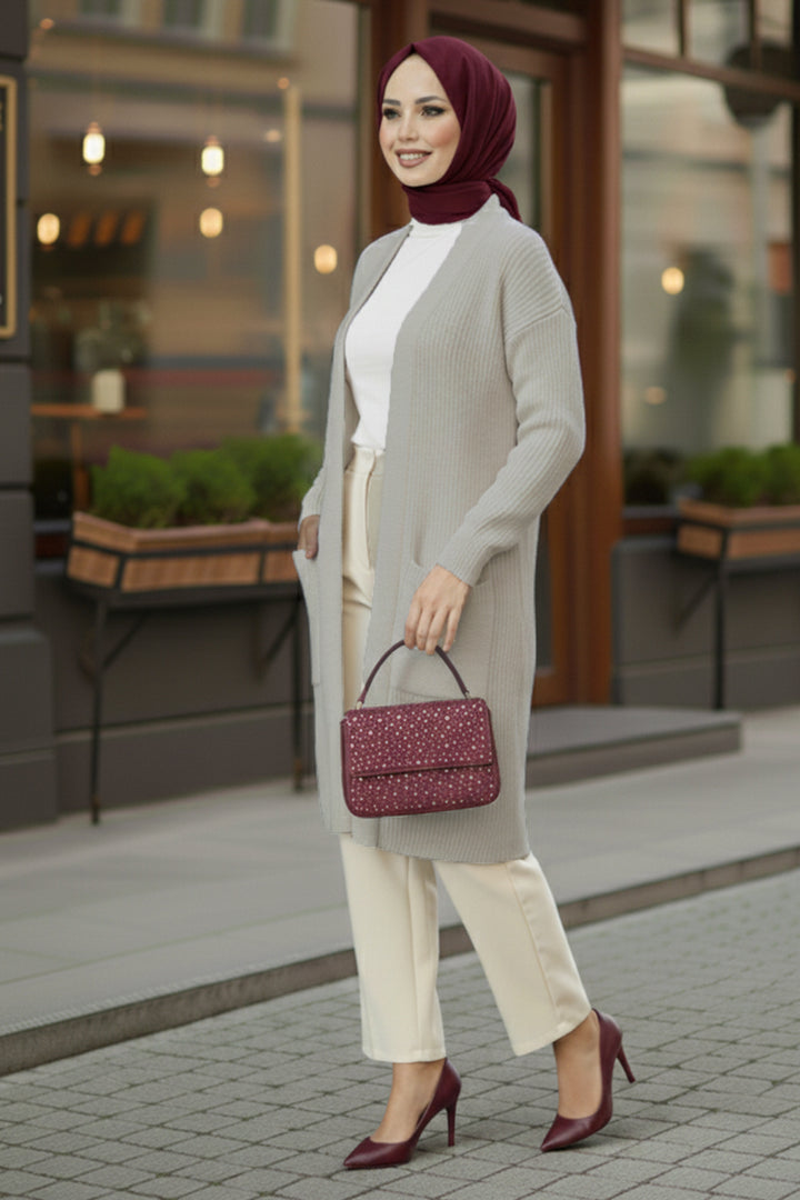 BNG Women Pocket Sweater Cardigan R4442 Ecru - Metz