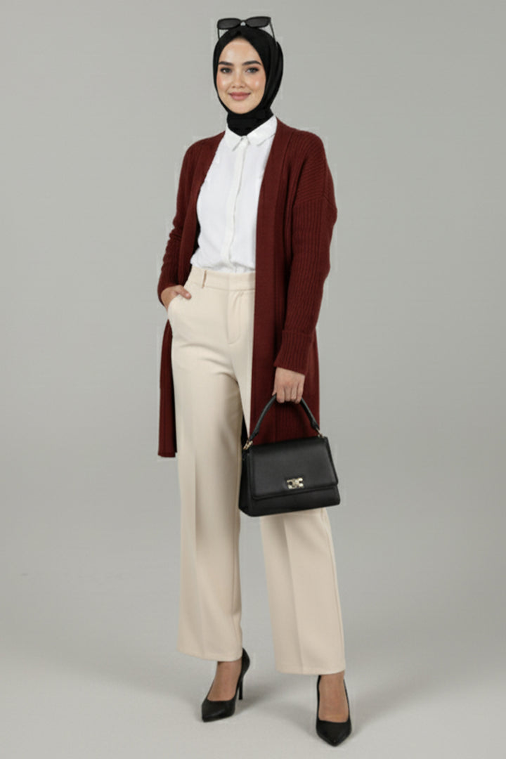 BNG Women Pocket Sweater Cardigan R4442 Red - Olot