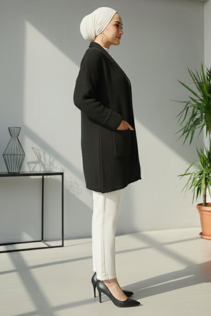 BNG Women Pocket Sweater Cardigan R4442 Black - Caserta