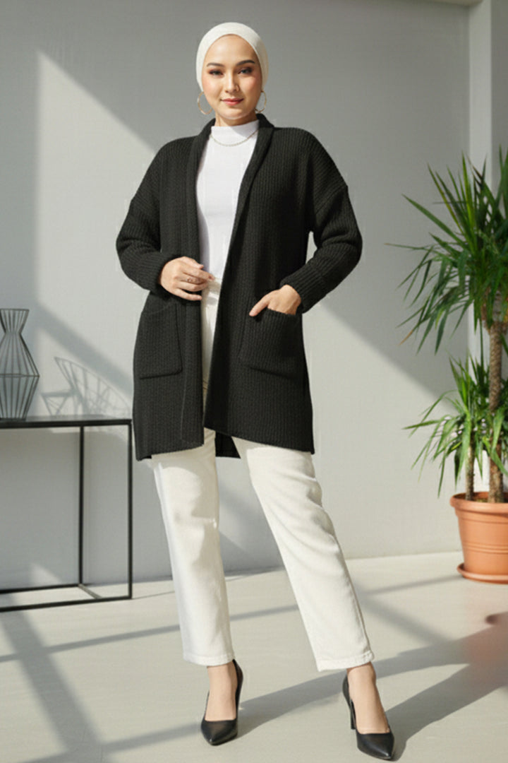 BNG Women Pocket Sweater Cardigan R4442 Black - Caserta