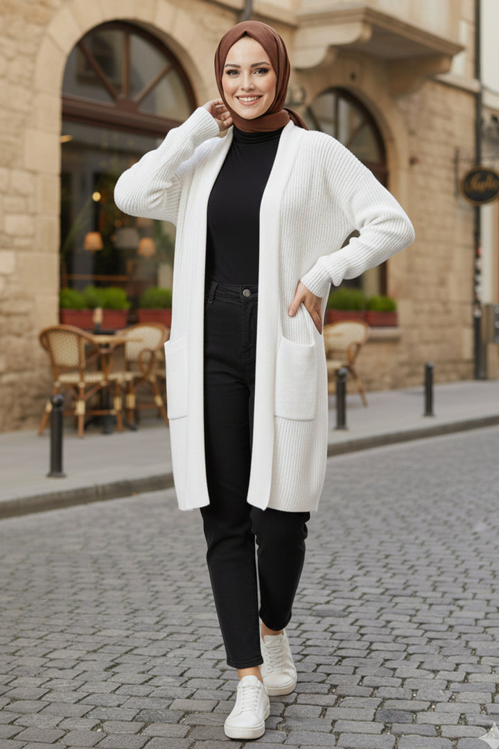 BNG Women Pocket Sweater Cardigan R4442 Stone Color - Swords