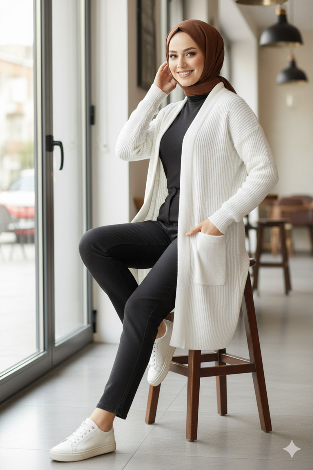 BNG Women Pocket Sweater Cardigan R4442 Stone Color - Swords