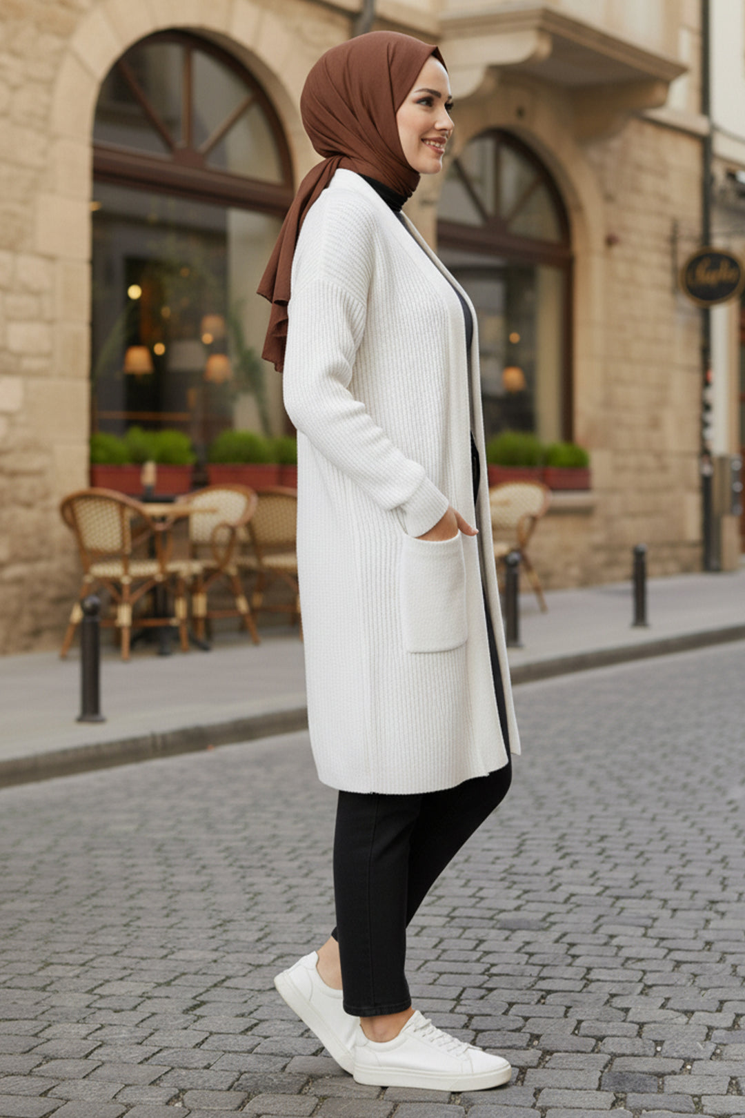 BNG Women Pocket Sweater Cardigan R4442 Stone Color - Swords