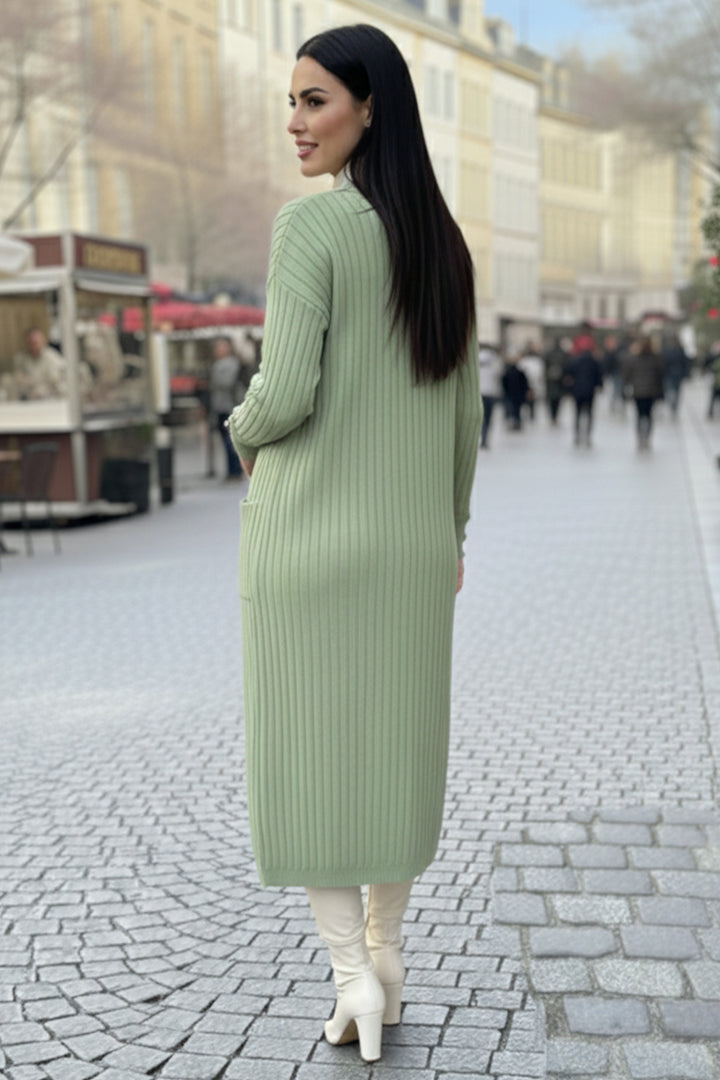 BNG Women Buttoned Arm Ribbed Knit Cardigan R7146 Sage Green - ’s-Hertogenbosch