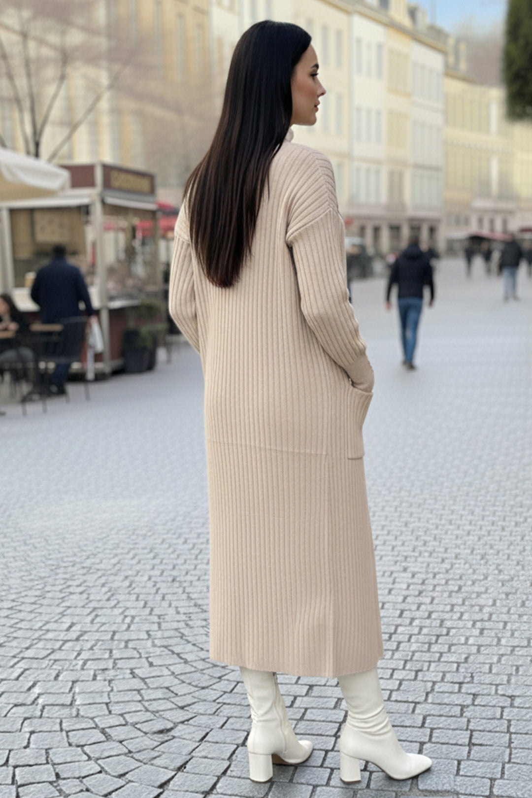 BNG Women Buttoned Arm Threaded Knit Cardigan R7146 Stone Color - Redditch