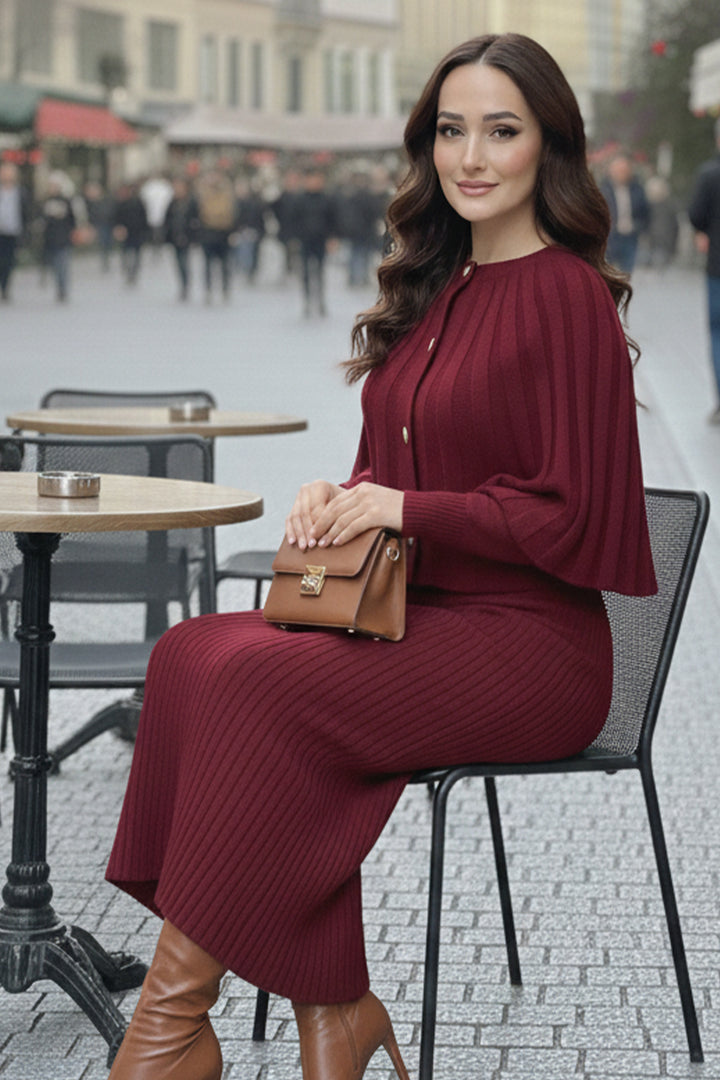 BNG Women Bolerolu Triko Elbise R4478 Bordo - Parral