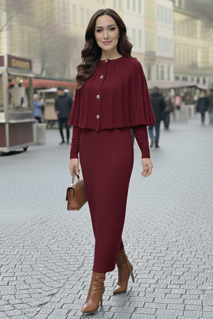 BNG Women Bolerolu Triko Elbise R4478 Bordo - Parral