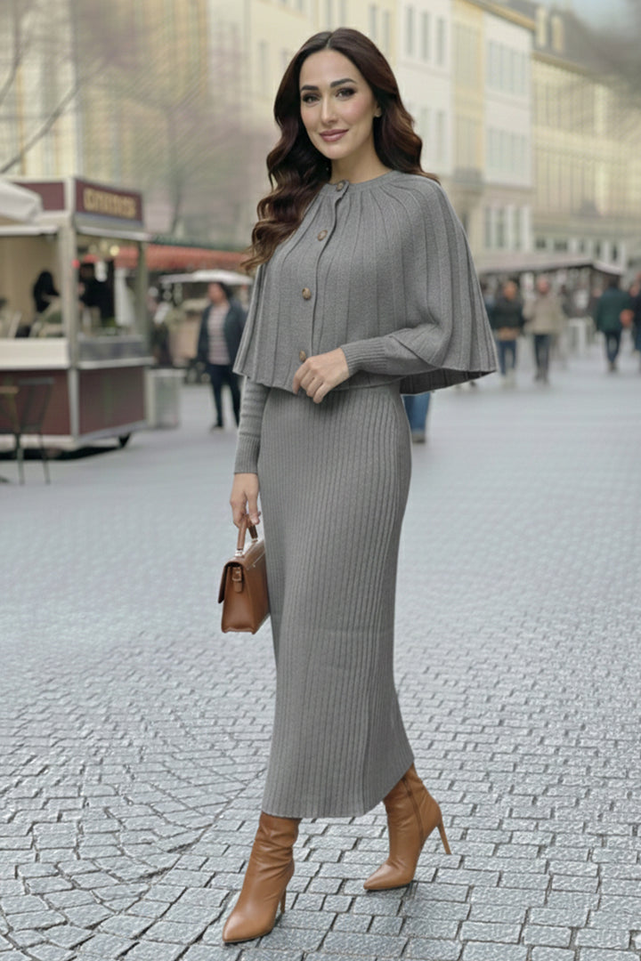 BNG Women Knit Dress with Bolero R4478 Gray - Clovis
