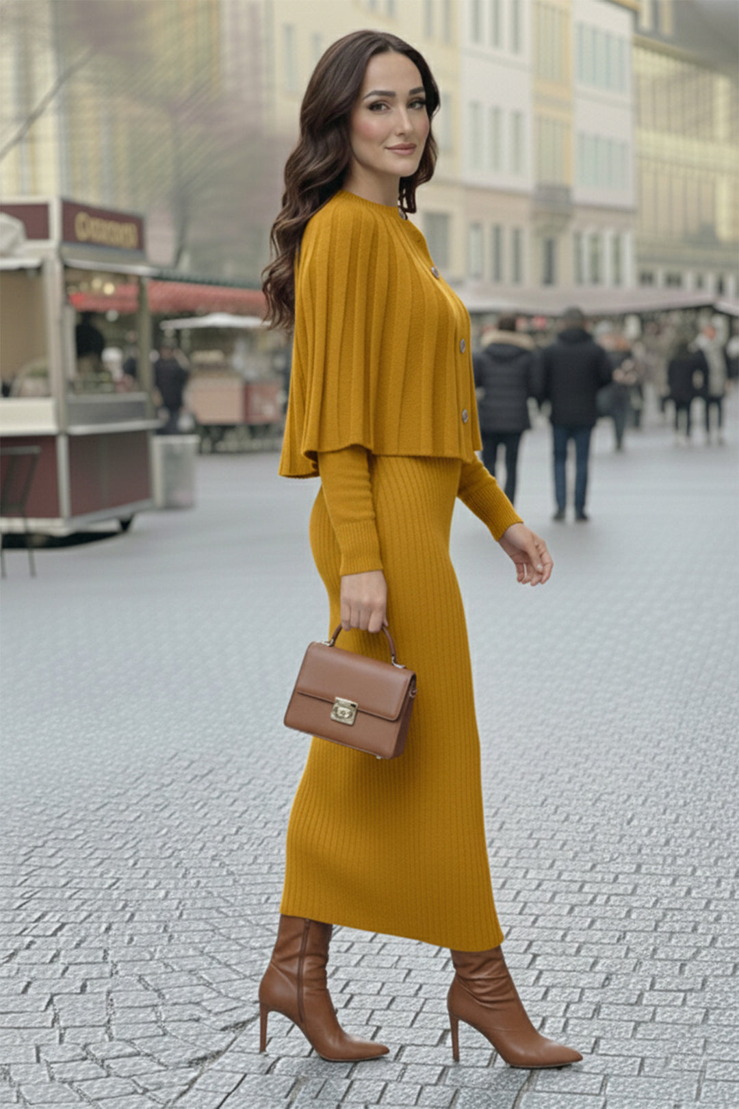 BNG Women Bolerolu Knit Dress R4478 Mustard - Misantla