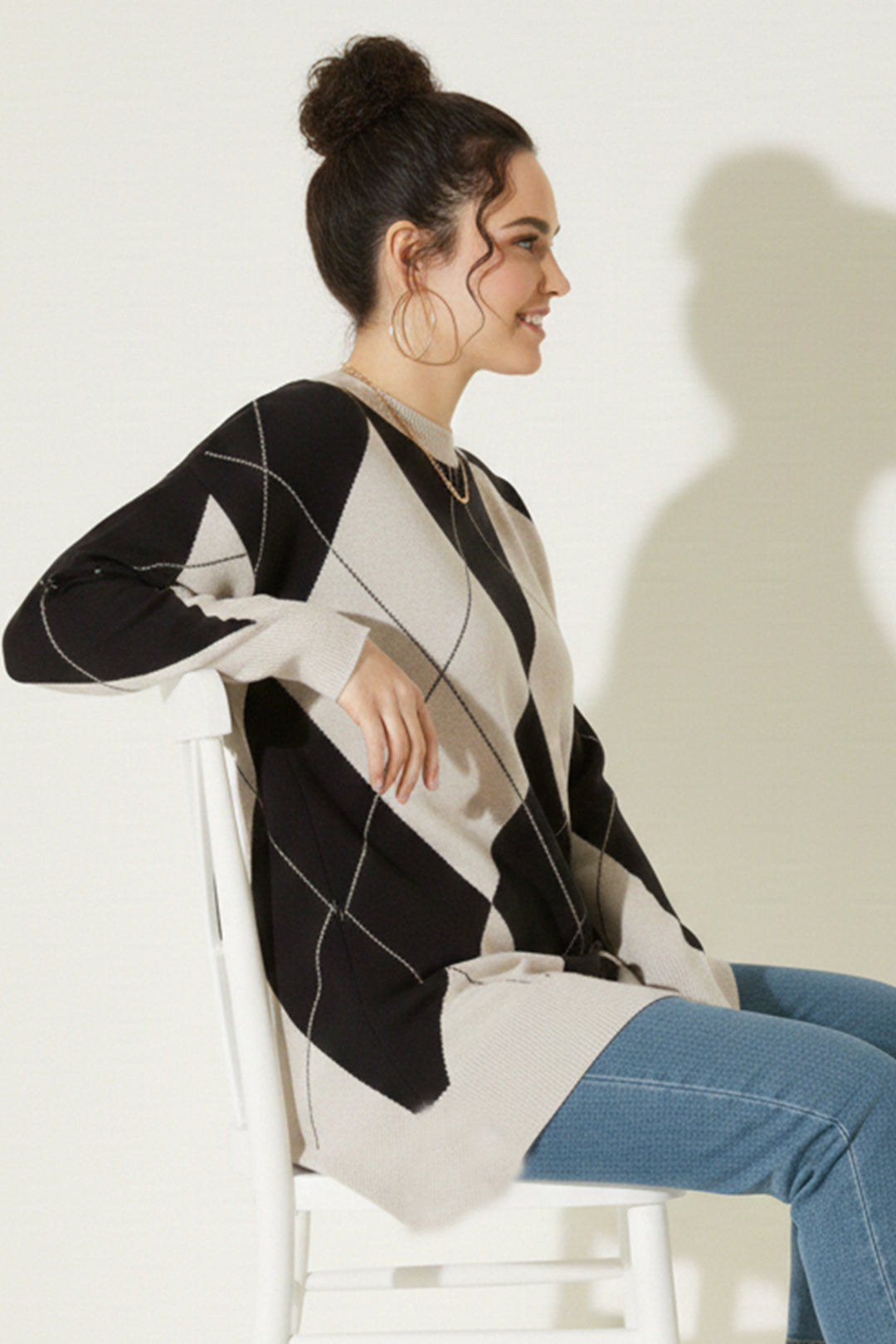 BNG Women Baklava Desenli Triko R7179 Bej - Corigliano Calabro