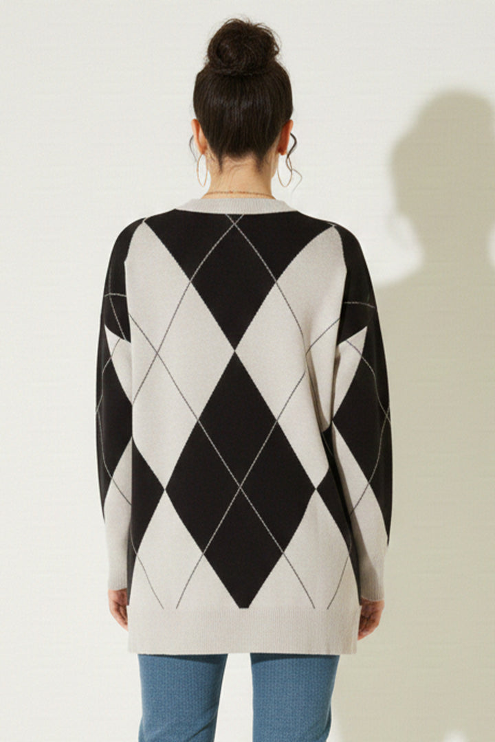 BNG Women Baklava Desenli Triko R7179 Bej - Corigliano Calabro