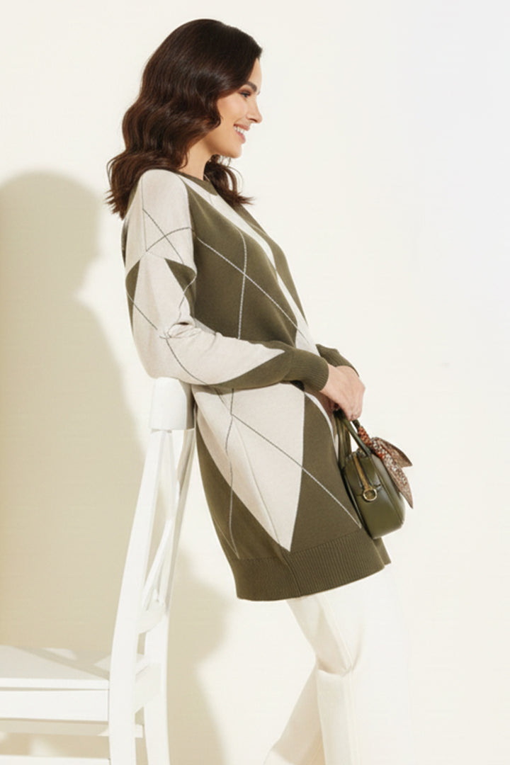 BNG Women Baklava Desenli Triko R7179 Haki - Sahuayo de Morelos