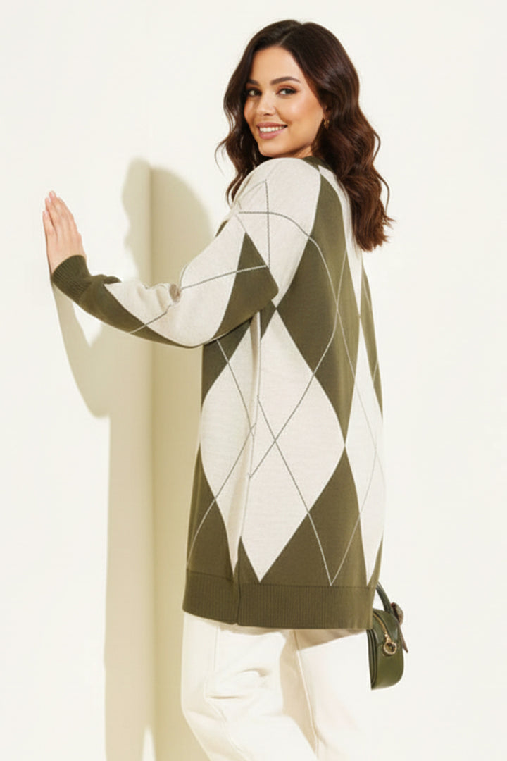 BNG Women Baklava Desenli Triko R7179 Haki - Sahuayo de Morelos