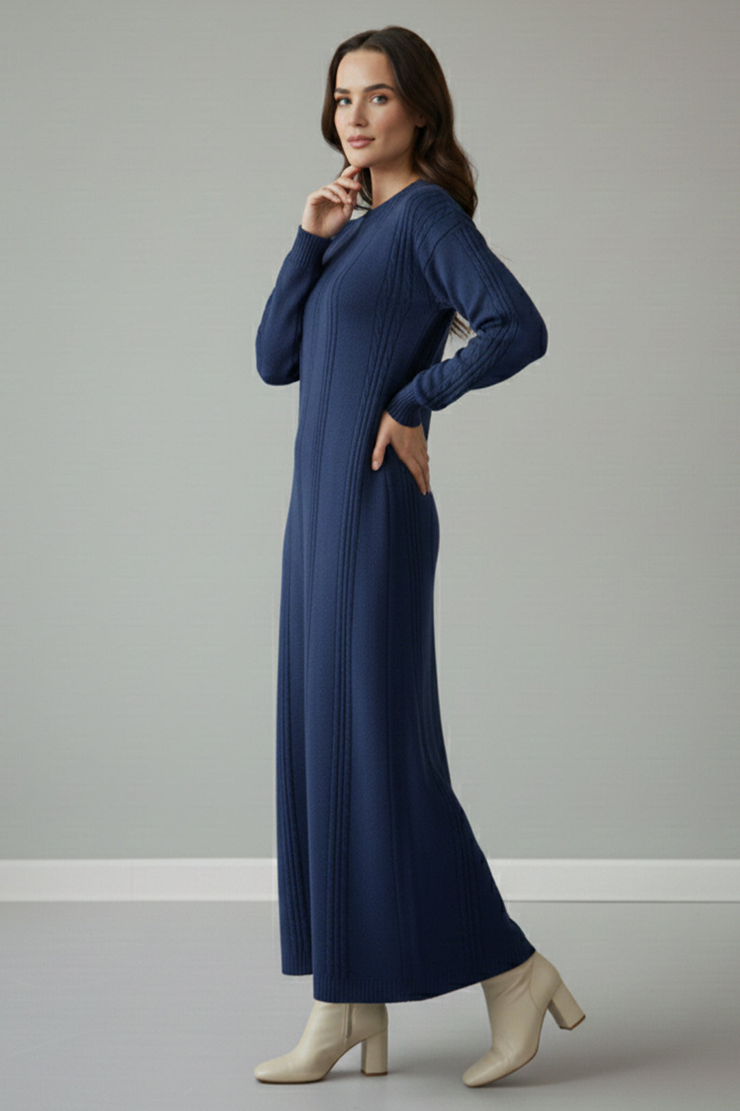 BNG Women Triko Elbise R10005 İndigo - Cortlandt