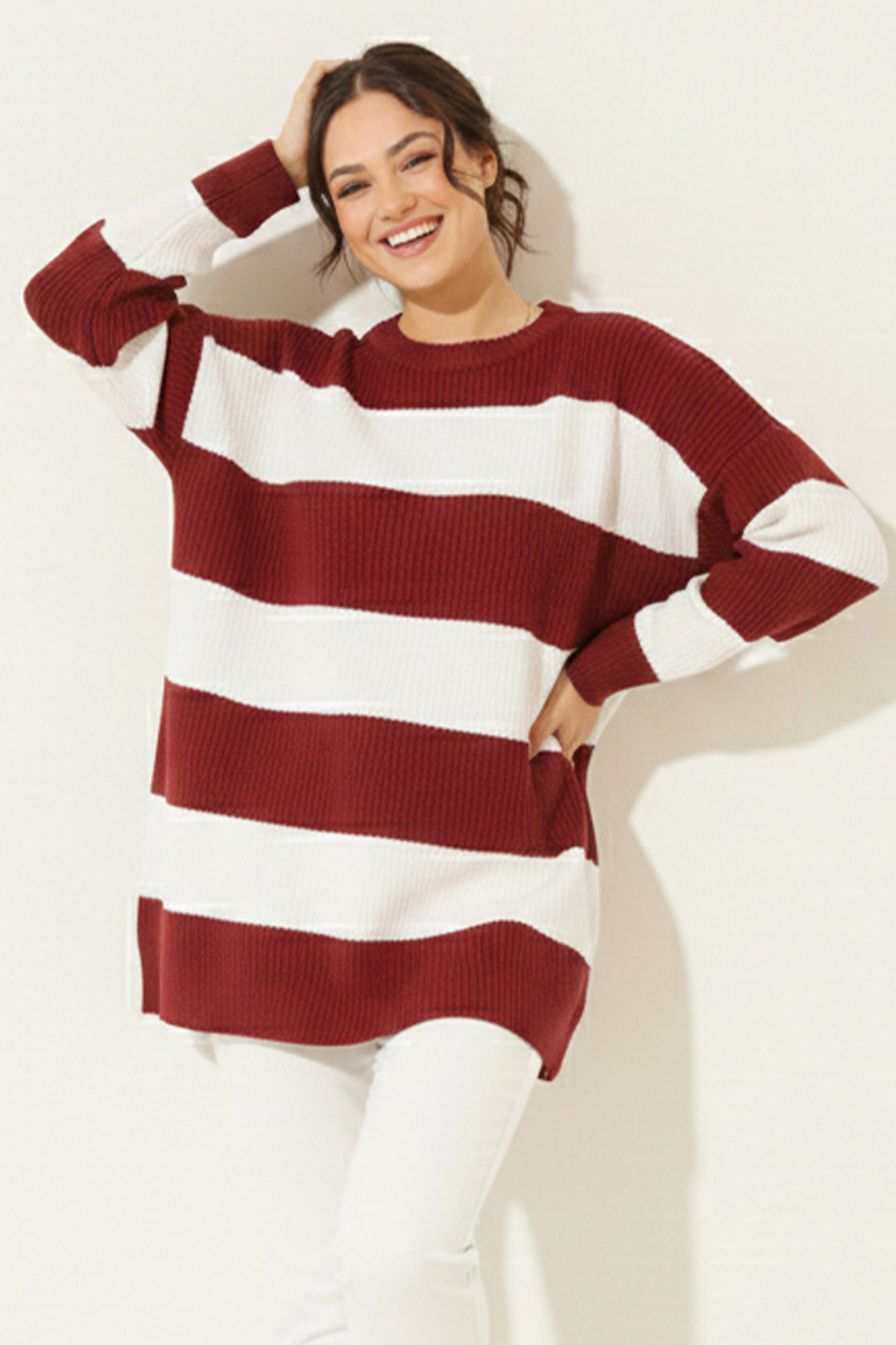BNG Women Casual Thick Knit Sweater R4511 Burgundy - Owasso
