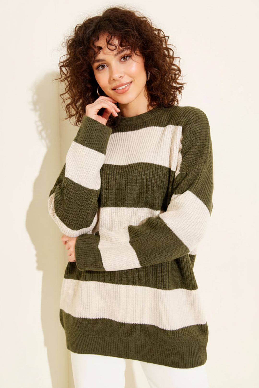 BNG Women Casual Thick Knit Sweater R4511 Khaki - Galapagar
