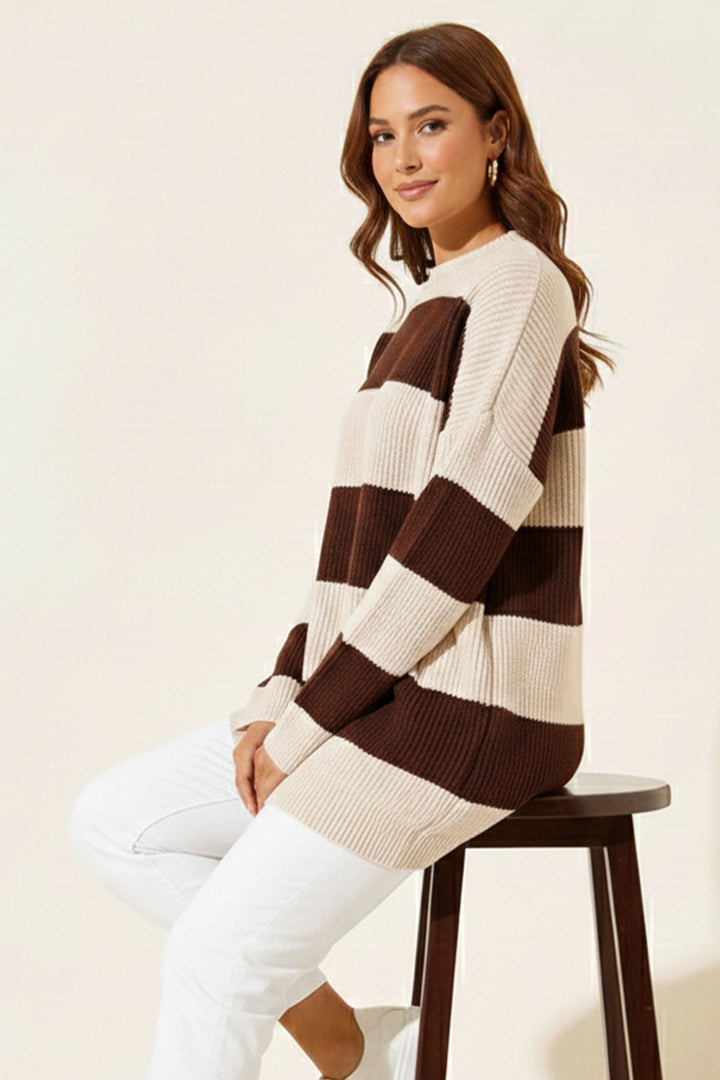 BNG Women Casual Thick Knit Sweater R4511 Brown - Deva