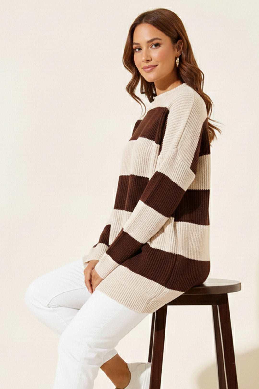 BNG Women Chunky Knit Sweater R4511 Brown - Bagheria