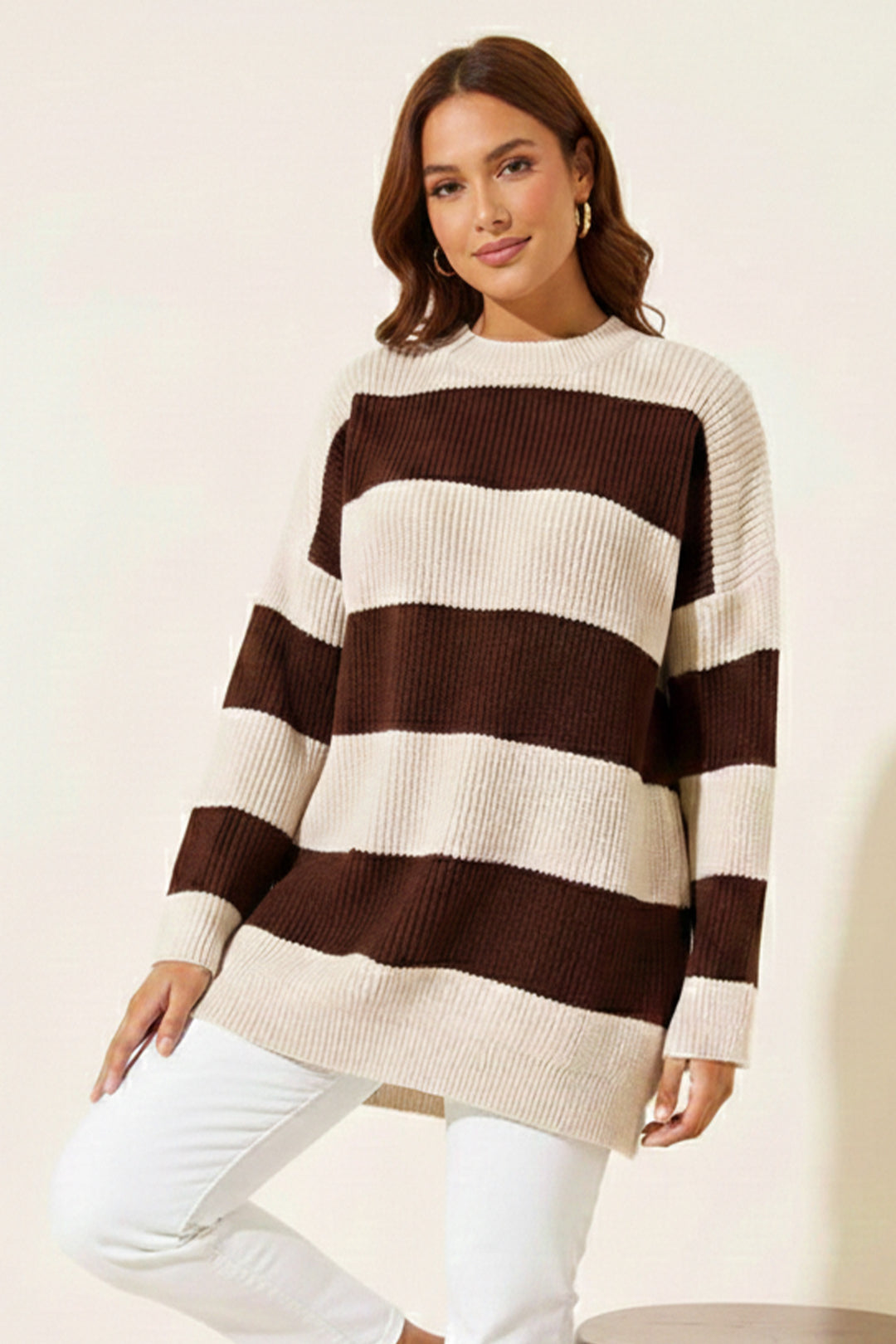 BNG Women Chunky Knit Sweater R4511 Brown - Bagheria