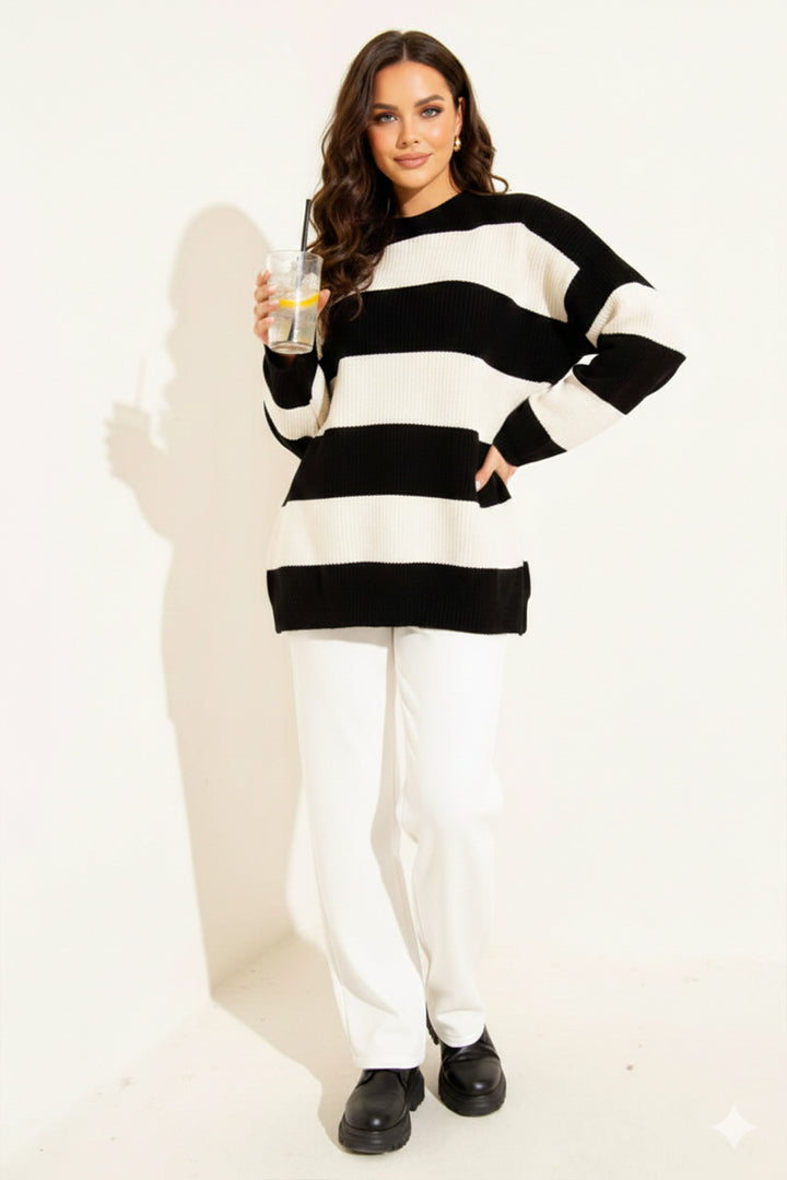 BNG Women Chunky Knit Sweater R4511 Black - Barcellona-Pozzo di Gotto