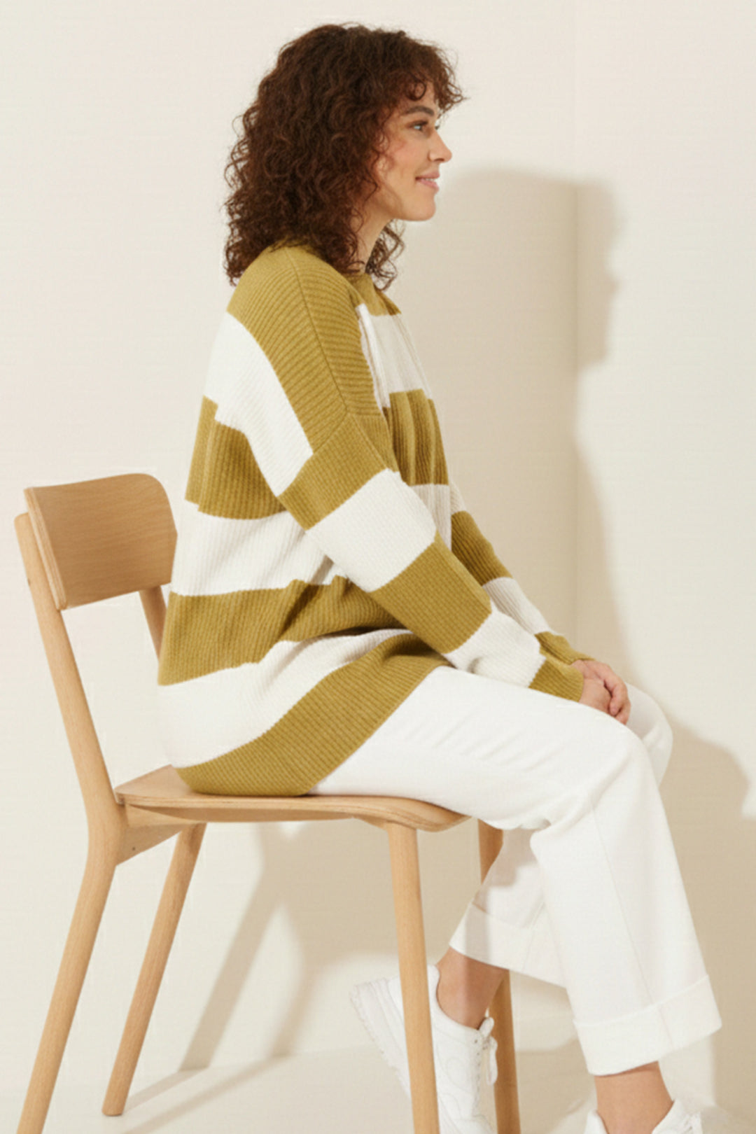 BNG Women Chunky Knit Sweater R4511 Oil Green - Geel